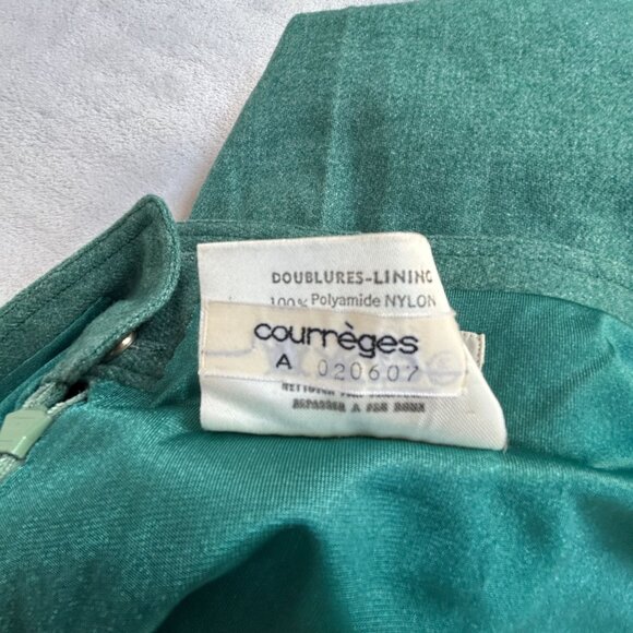 Vintage Courrèges Paris Womens Green Wool Blend High Waist Trousers Pants Size C - Picture 4 of 9